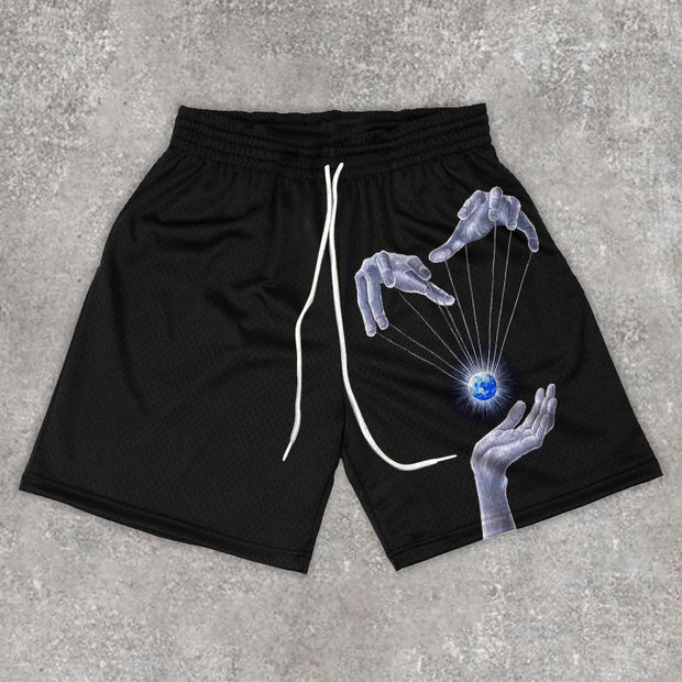 Casual Street Style Loose Sports Mesh Shorts
