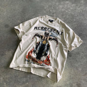 Personalized street style print round neck short sleeve T-shirt men