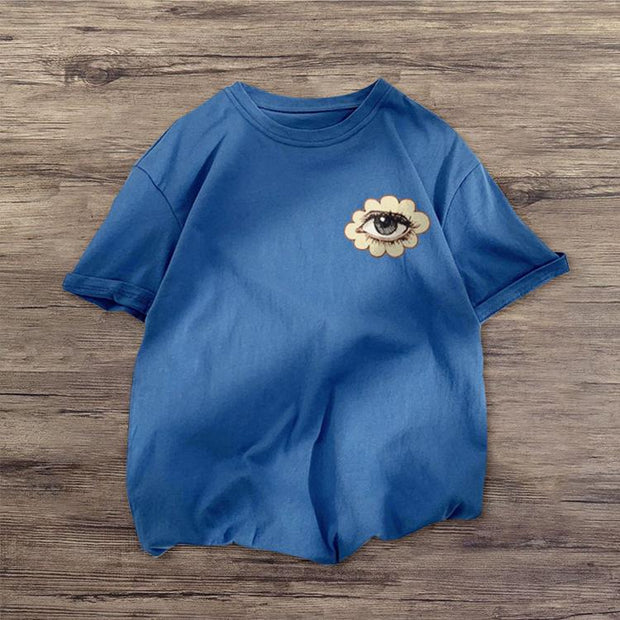 Personalized sweet print loose short-sleeved T-shirt