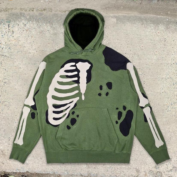 Personalized bone print men's long-sleeved hoodie