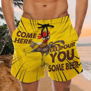 Men's quick-drying beach shorts printed casual shorts with pockets on both sides
