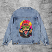Casual retro hip-hop monkey denim jacket