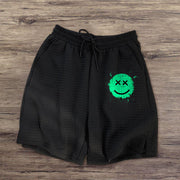 Printed casual waffle shorts