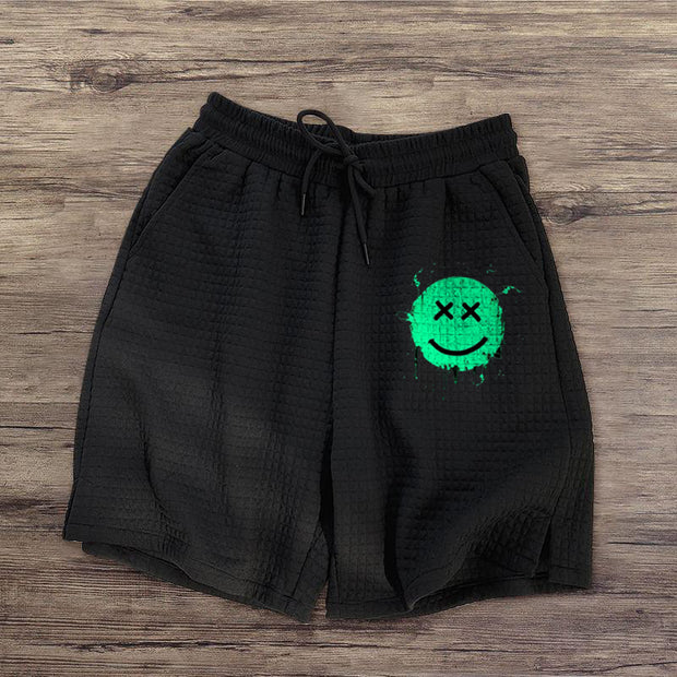 Printed casual waffle shorts