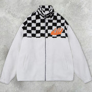 Fashion checkerboard plush warm jacket men