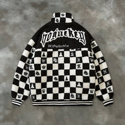 Personalized trendy brand sign a pattern high-neck fleece thick coat