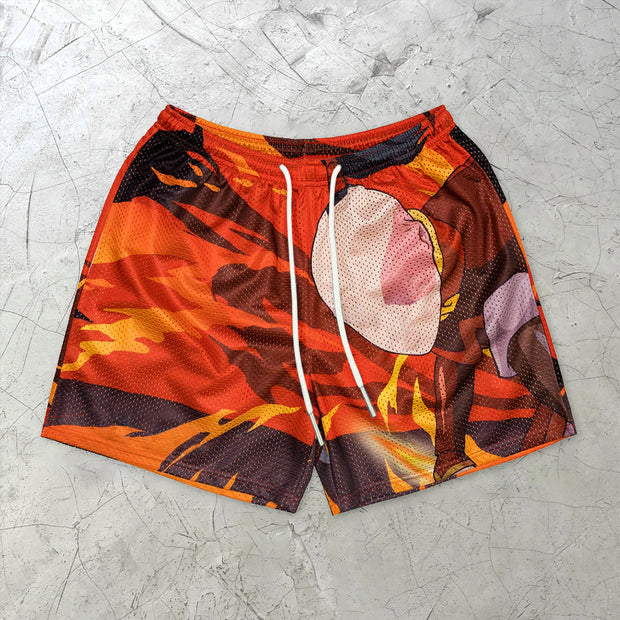 Comic Contrast Street Mesh Shorts