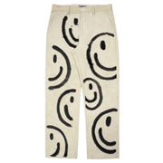 Casual smiley face corduroy printed fashion straight-leg pants