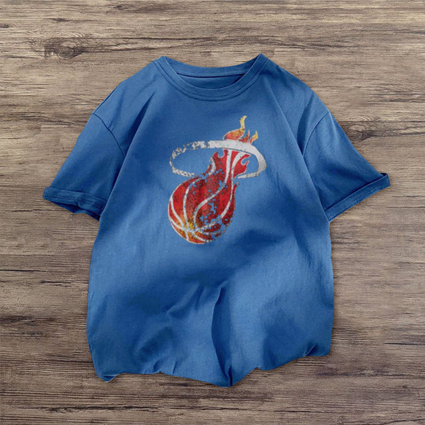 Fashion sports print short-sleeved T-shirt
