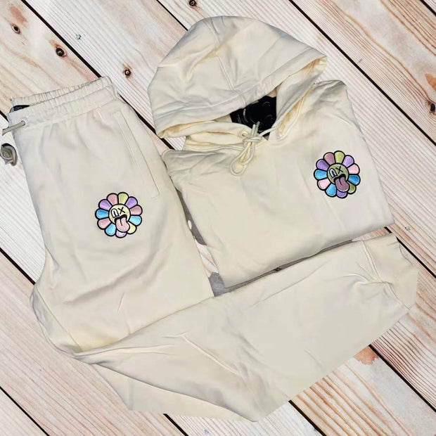 Tongue out sunflower casual street sports suit