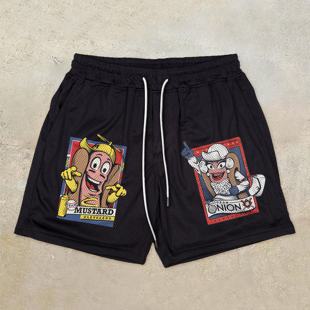 Fashion Trendy Retro Casual Mesh Street Shorts