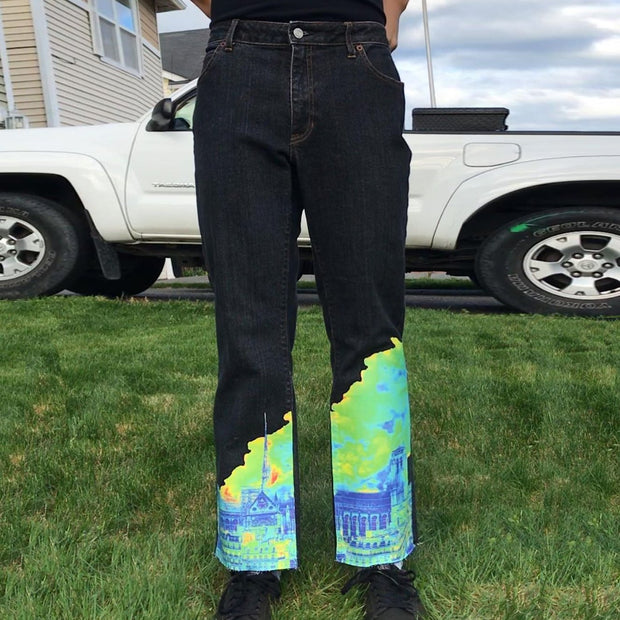 Street retro fashion casual urban pattern trousers