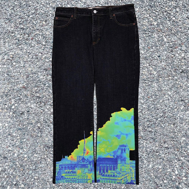 Street retro fashion casual urban pattern trousers