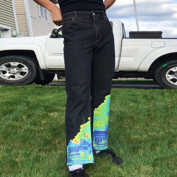 Street retro fashion casual urban pattern trousers