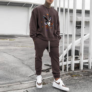 Casual personality pattern fashion sweatshirt and trousers multicolor suit