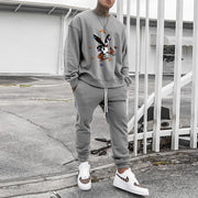 Casual personality pattern fashion sweatshirt and trousers multicolor suit