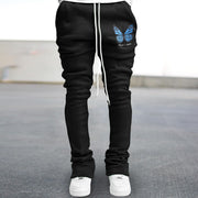 Slim fit flared trousers with vintage butterfly print