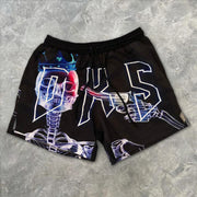 Personalized skull print street style men's shorts