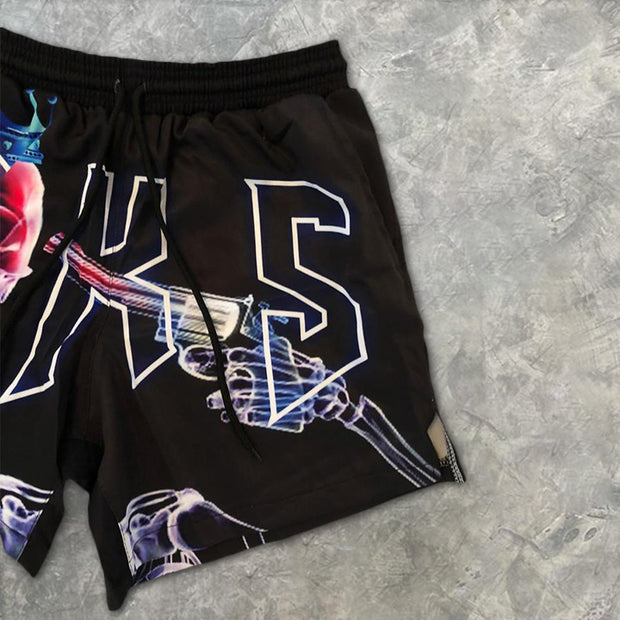 Personalized skull print street style men's shorts