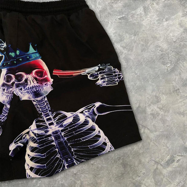 Personalized skull print street style men's shorts