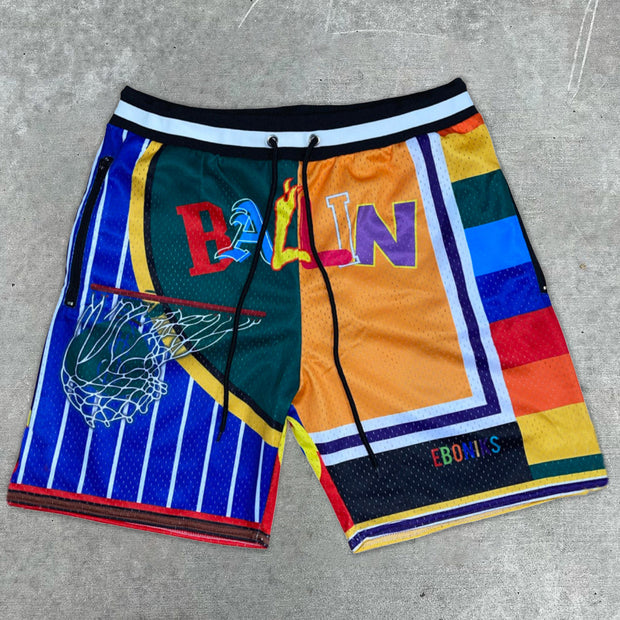 Street Contrast Fashion Sports Mesh Shorts