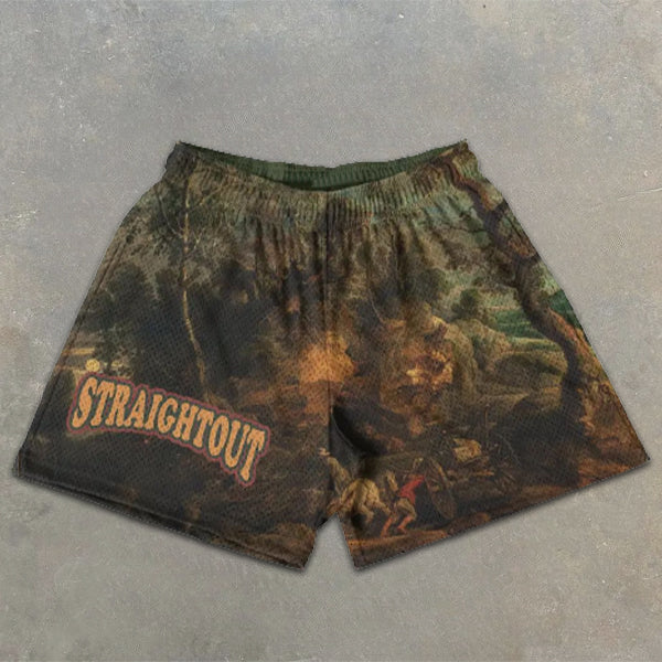 Jungle Allover Graphic Print Elastic Shorts