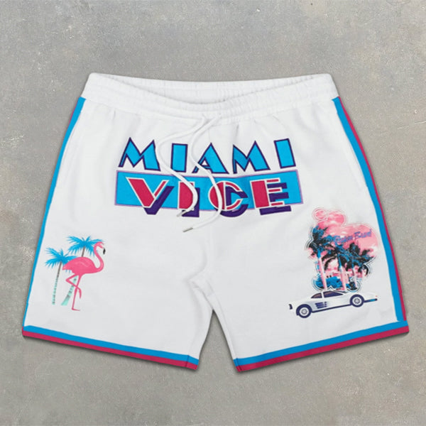 Miami Graphic Print Elastic Shorts