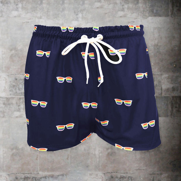 Glasses print LGBT shorts