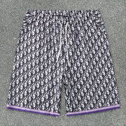 Tide brand casual print striped stand-up collar loose short-sleeved shorts suit