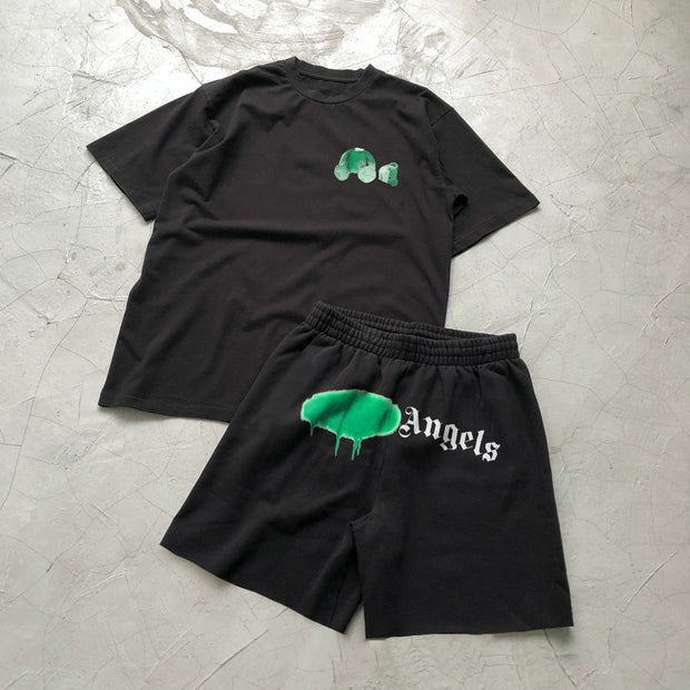 Retro fashion street short-sleeved shorts suit