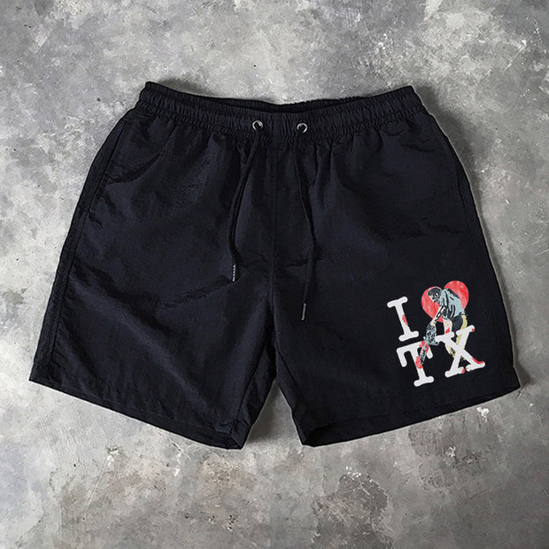Letter Print 5 Inseam Shorts