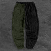 Contrast Vintage Plush Print Casual Trousers
