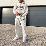 Casual College Monogram Print Hooded Long Sleeve Sweatshirt Set