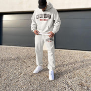 Casual College Monogram Print Hooded Long Sleeve Sweatshirt Set