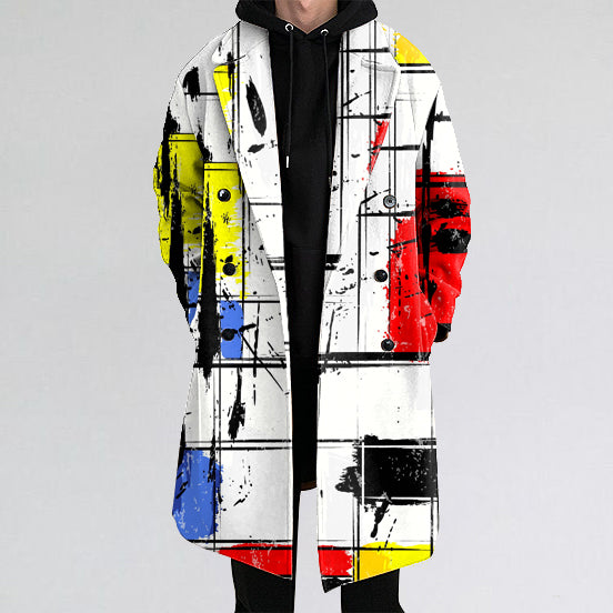 Casual plaid art illustration noble and luxurious long coat