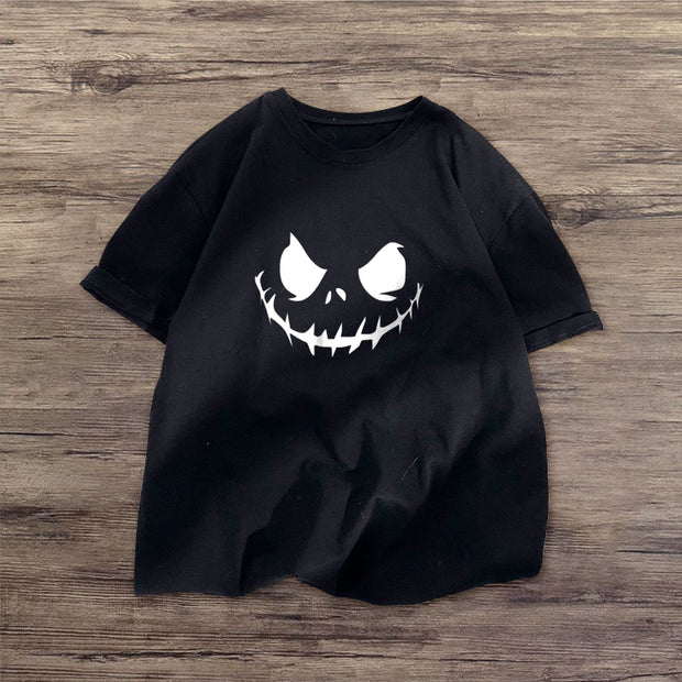 Funny Print Round Neck Loose Short Sleeve T-Shirt
