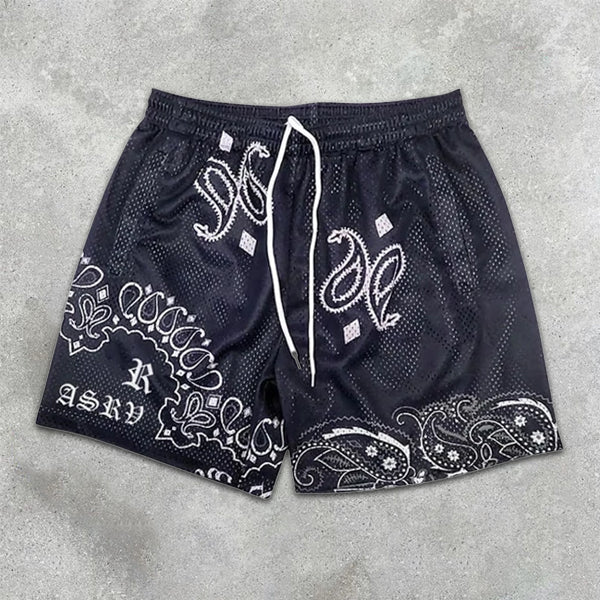 Paisley Graphic Print Elastic Shorts