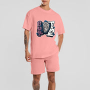 Casual fashion printed short-sleeved shorts sports suit