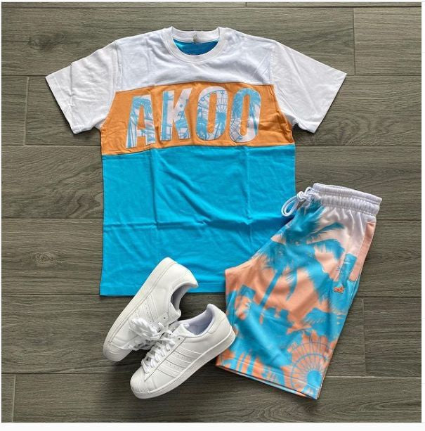 Colorblock printing men's suit