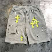 Fashion cross-print casual shorts