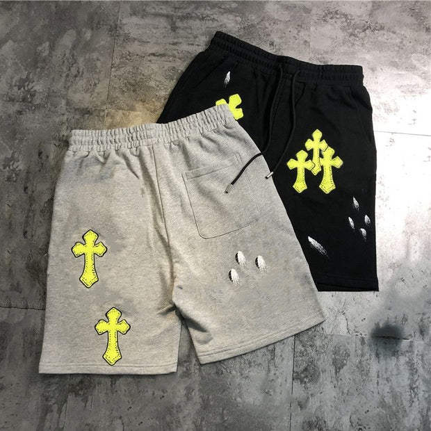 Fashion cross-print casual shorts