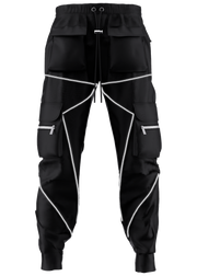 Street style multi-pocket overalls loose straight-leg trousers