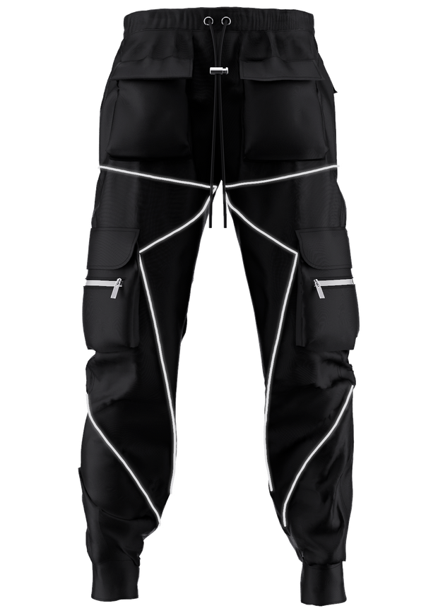 Street style multi-pocket overalls loose straight-leg trousers