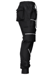 Street style multi-pocket overalls loose straight-leg trousers