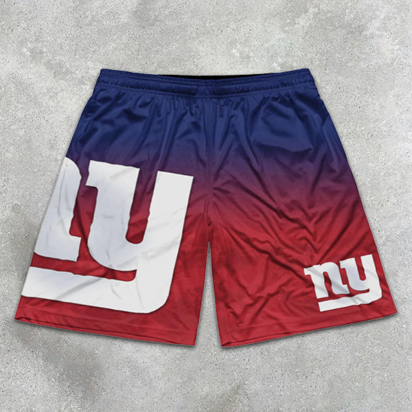 NY Graphic Print Gradient Elastic Shorts