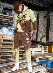 Casual tie-dye printed hoodie sweatpants set