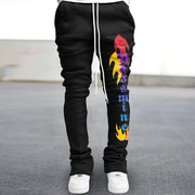 Retro trendy printed slim fit flared trousers