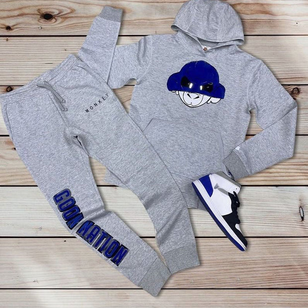 Men's casual fashion print loose hoodie suit