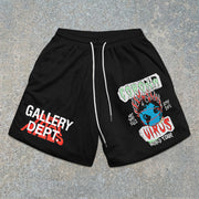 street-pattern mesh shorts