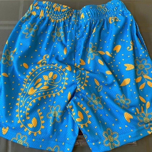 Cashew Flower Fashion Cross Print Street Shorts